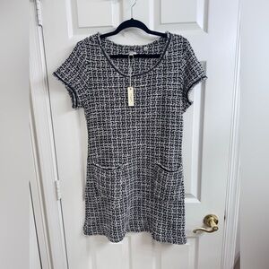 Max Studio Chic Black and White Tweed Mini Dress Size L